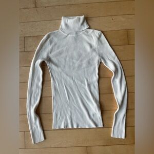 Forever 21 White Ribbed Turtleneck Sweater